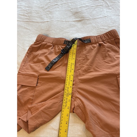 Huk Men's Shorts Medium Orange Cargo Creekbed Pull on Buckle Gorpcore Hiking - Picture 4 of 14